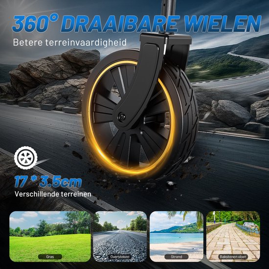 TIMBER RIDGE Bolderkar - Opvouwbaar & Compact - 100KG draagvermogen - 200L inhoud - Met verstelbare hendel & all-terrain wielen - Voor camping & strand - Zwart van Merkloos — afbeelding 4