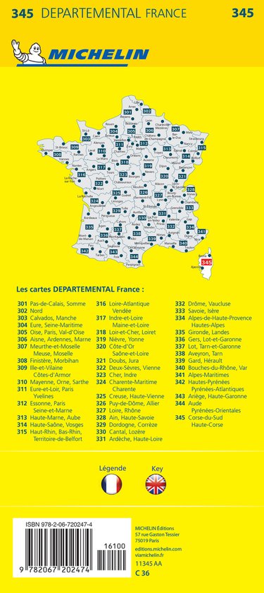 Corse - du - sud / haute - corse 11345 carte 'local' ( France ) carte Michelin