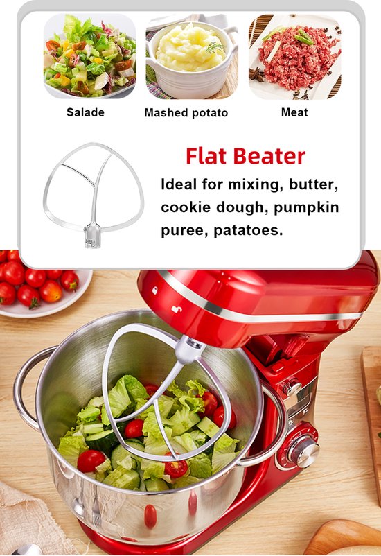 Biolomix Keuken Mixer, Blender - Keukenmachine 6L - RVS - 6 Standen - Rood van Merkloos — afbeelding 3