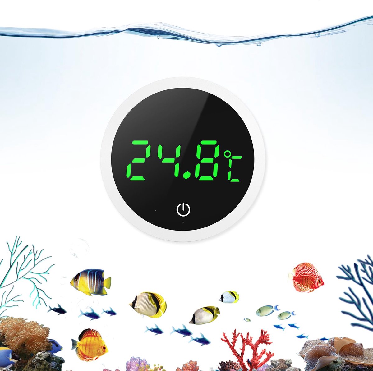Ynkkvre - Aquariumaccessoires - Aquariumthermometer - Digitale aquariumthermometer - 4,5×4,5×1,1 cm - LED-display - Nauwkeurige thermometer - Geschikt voor Aquarium, Koelkast, Zwembad, ect - Wit