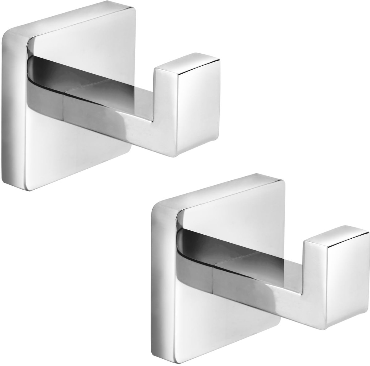 2 stuks - handdoekhaken - Handdoekhaken - Punch-hole type - Multifunctioneel - Wandhaken - 304 roestvrij staal - Vierkant - Voor het ophangen van jassen, kledingstukken, kledinghaken - Glanzend