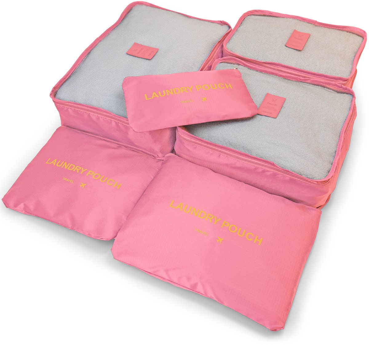 George Napoli Packing Cubes - Koffer Organizer Set - 6-delig - Reiszakken - Travel Cubes - Lichtroze