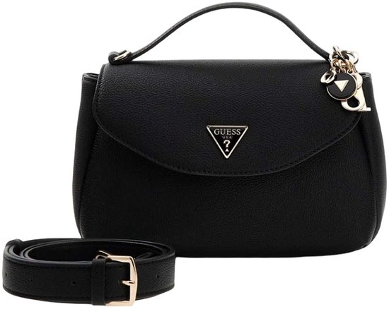GUESS schoudertas handtas Evie Top Handle Flap Bag Black zwart