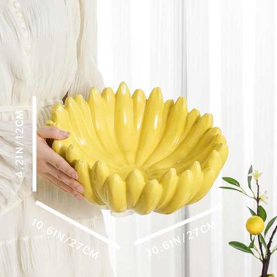 Keramische ovale fruitschaal voor op het aanrecht - 10 inch fruitschaal voor brood