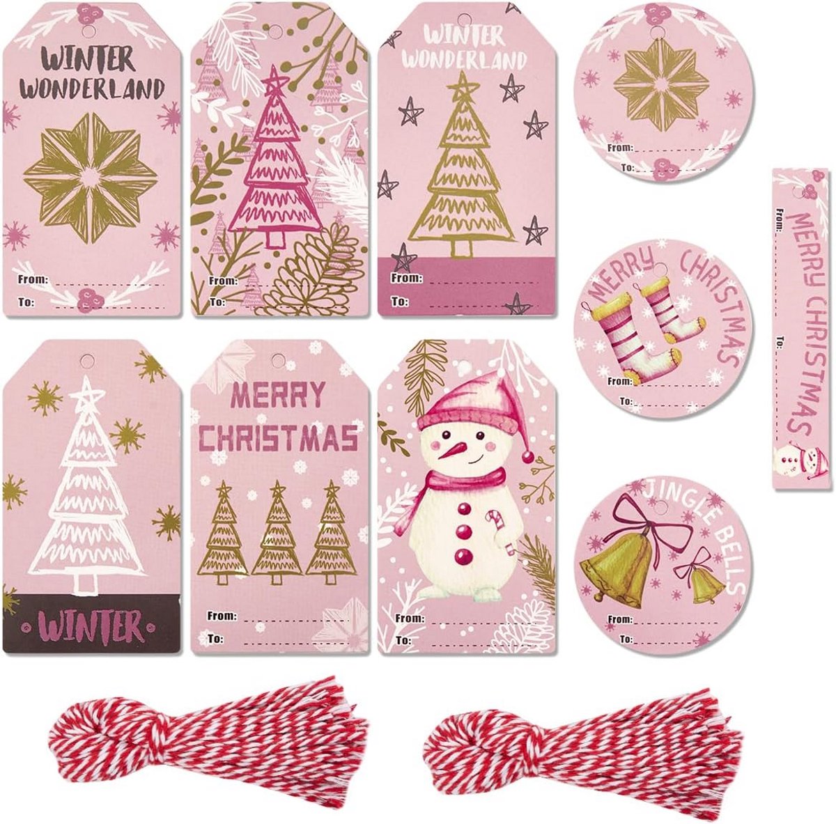 100 Stuks Kerstcadeaulabels Kraftpapier met Touw - Ideaal voor Cadeautjes en Kerstboomversiering