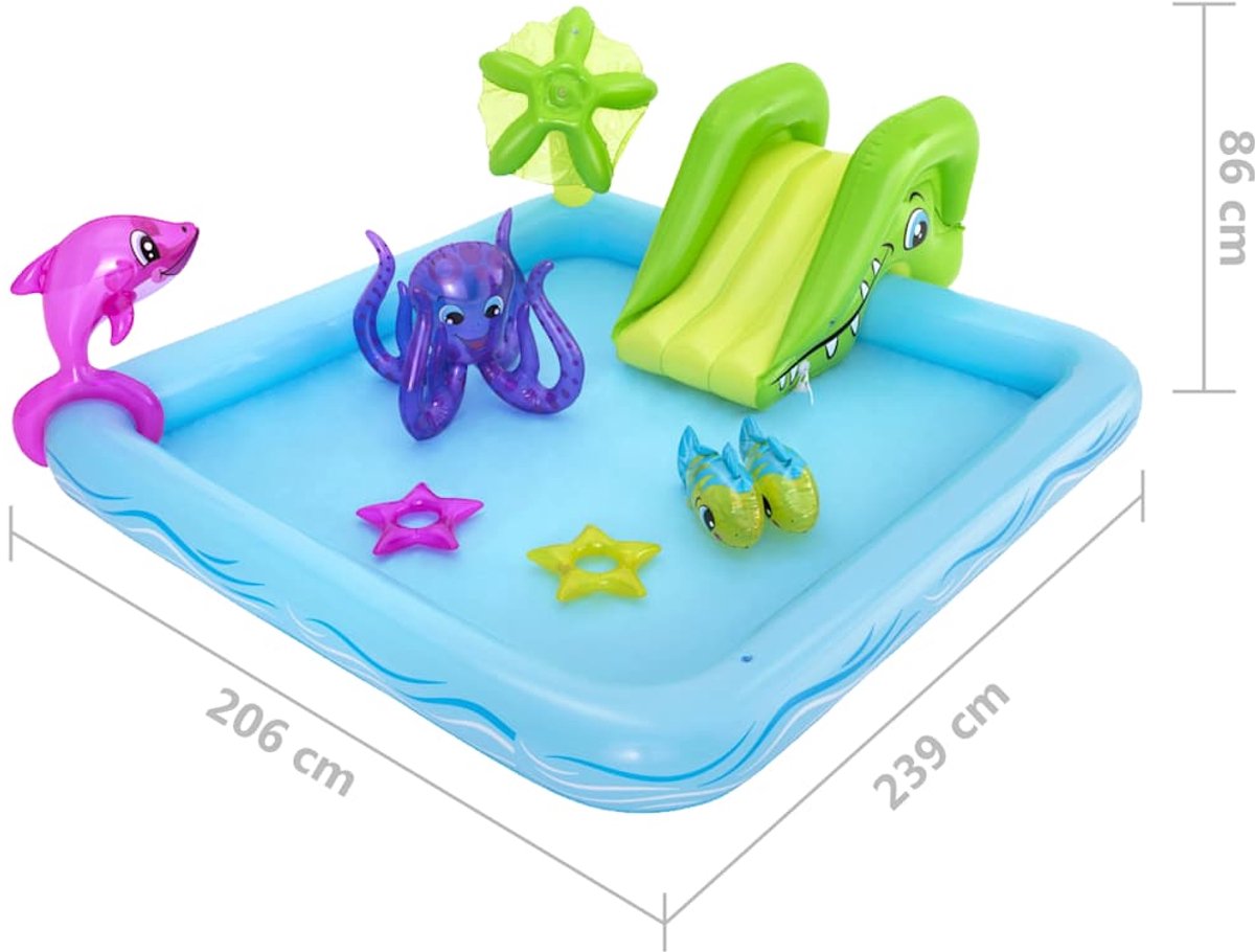 Bestway Kinderzwembad met Glijbaan - Incl. Opblaas Waterspeelgoed - 239 x 206 x 86 CM - 308 L - Waterdieren — afbeelding 12