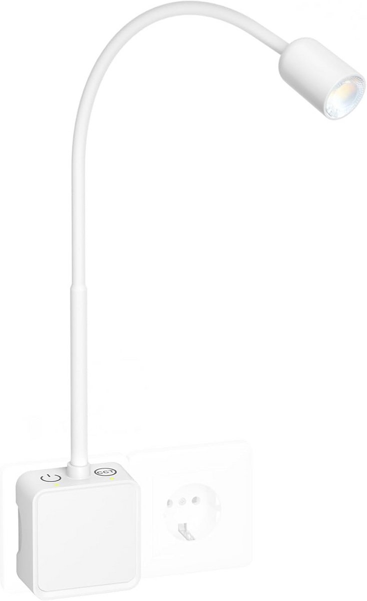 Dimbare LED Wandleeslamp met Stekker en Flexibele Arm