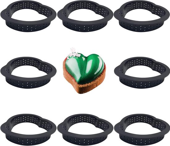 SILIVO Siliconen bakvorm hart 15 cm, 4 stuks taartvorm hart 15 cm, anti-aanbak bakvorm, siliconen hartbakvorm voor hartcake, pudding