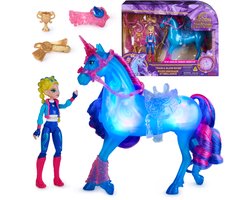 Unicorn Academy - Train & Glow River Eenhoorn met Lichteffecten & 3 accessoires - Eenhoornspeelgoed - Speelfiguren