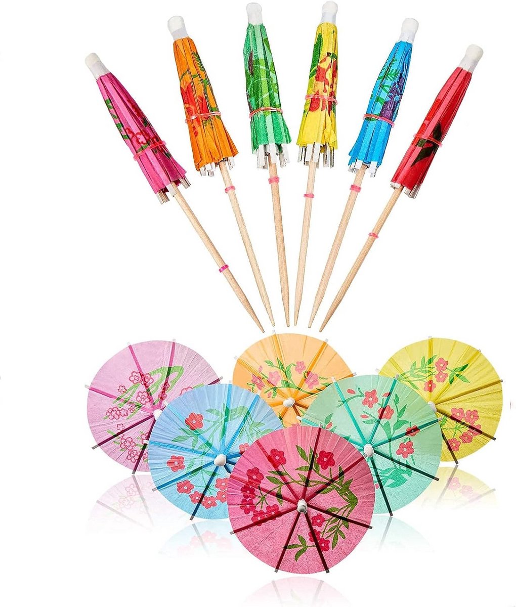 Cocktail Paraplu's Papier 144 Stuks – Drinkprikkers Decoratie voor Feesten