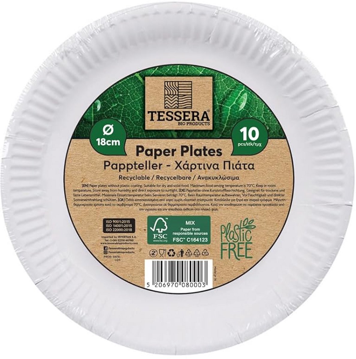 Ronde FSC-kartonnen borden, 18 cm, wit, 10 stuks