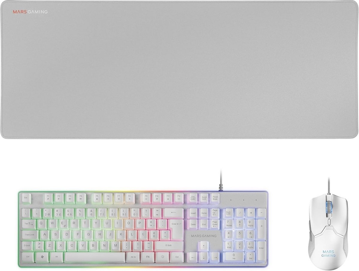 Gaming Combo H-MECH Toetsenbord + Ultralichte Muis + XXL Muismat - Verlicht - 10000 DPI - Wit - PT