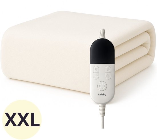 Lefairy Elektrische onderdeken 180x200 cm tweepersoons - Helft apart bedienbaar - 9 warmtestanden - Warmtedeken - Oververhittingsbeveiliging - Wit