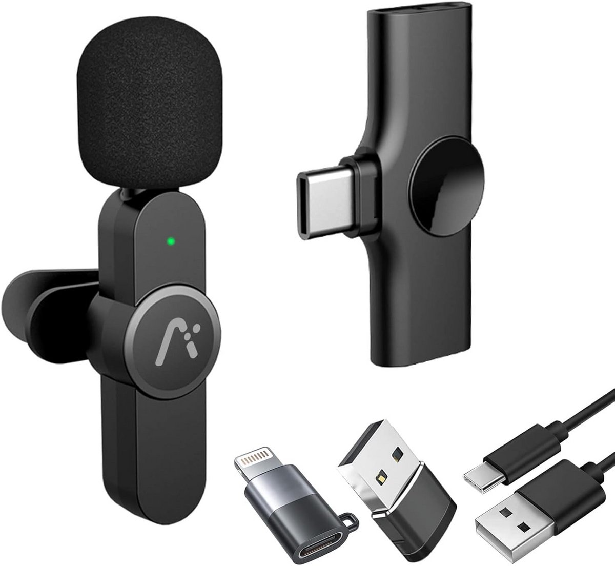 Draadloze clipmicrofoon lavaliere voor smartphone laptop video-opname live-streaming