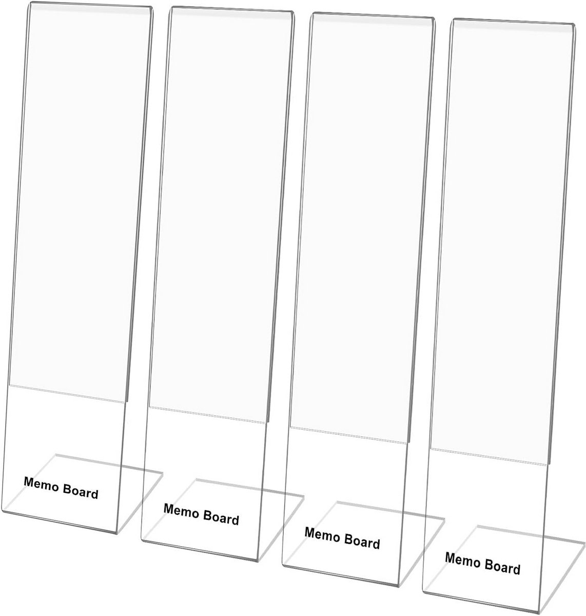 Memo Board Acryl voor Computer Monitor - Sticky Note Stand voor Kantoor, Pack van 4, Helder