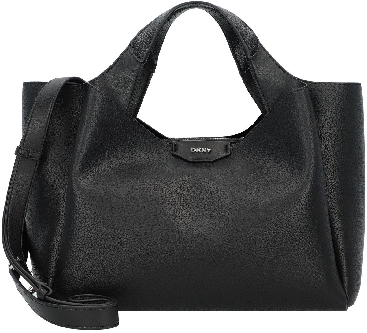 DKNY handtas schoudertas Willa Satchel Black / Silver zwart