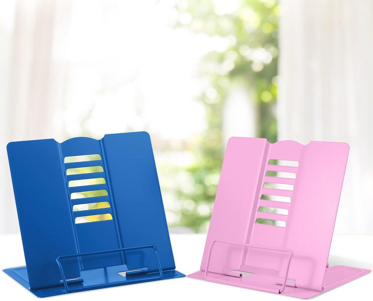 Set van 2 Verstelbare Metalen Boekenstandaarden voor Kookboeken en Tablets