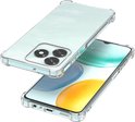Twee transparante telefoonhoesjes, één met de achterkant zichtbaar en de andere met het scherm. Lichtgroene marmerprint.