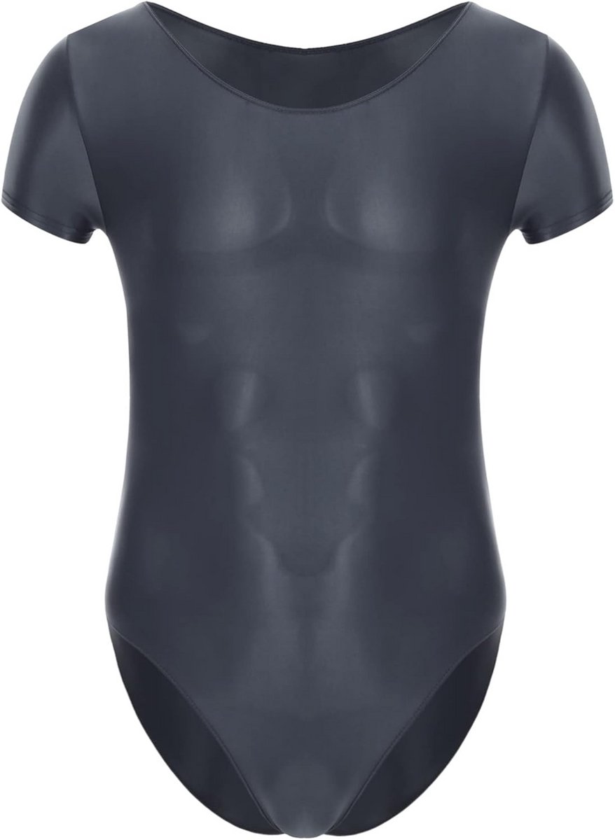 Shiny Men's Bodysuit with Leopard Print - Smooth One-Piece Pyjamas