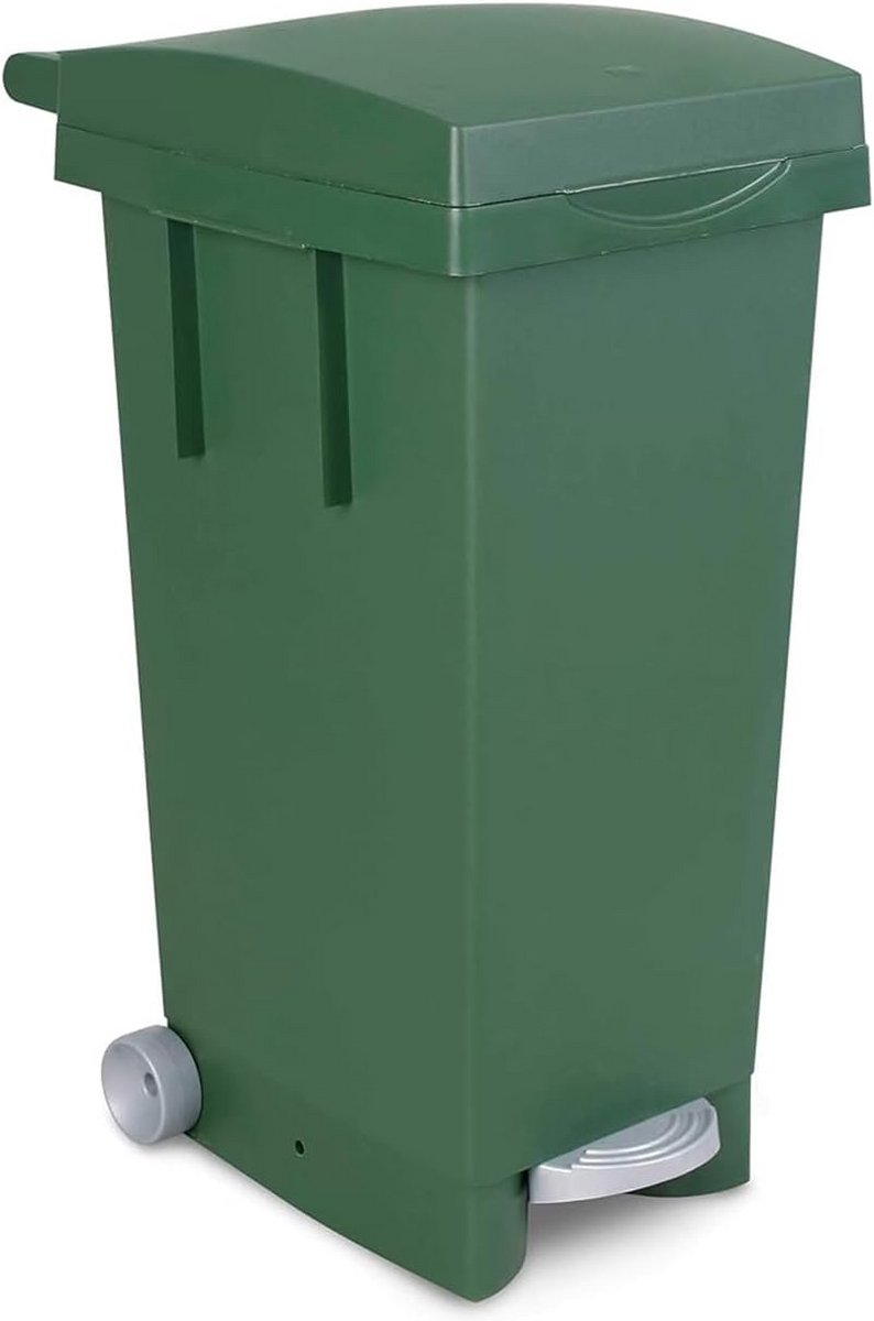80L pedaalemmer met deksel en wielen - 38x50xH80cm
