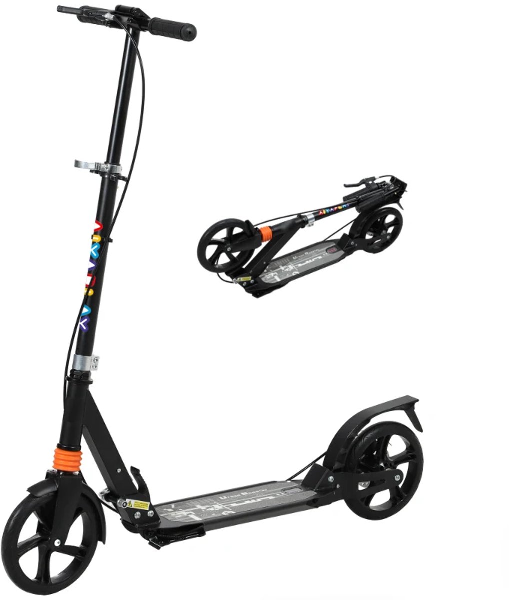 Kinderstep - Kinderstepjes met Dubbele Remmen - Voetsteun - Opvouwbaar Step - Stadsstep - Stuurhoogte: 88-103 cm - Speelgoed Jongens/Meisjes 6-12 jaar - Draagkracht tot 100 kg - Zwart
