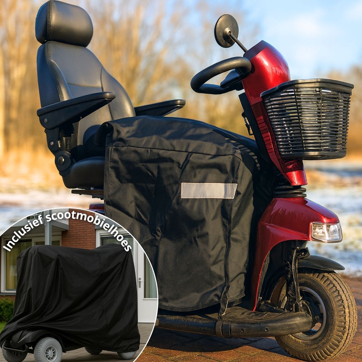 MaxxCovers Beenkleed Scootmobiel maat L + Scootmobielhoes - Gevoerd en Waterdicht Deken - Universeel Schootskleed - Scootmobielaccessoires