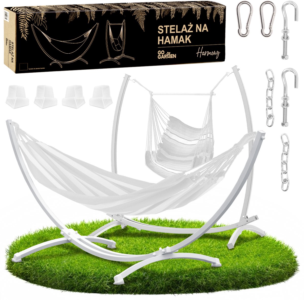 GoGarden Harmonia Duo - Metalen Dubbele Hangmatstandaard - 250 kg Draagvermogen - Weerbestendig - Wit