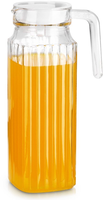 Vilde - Carafe en verre - 1L - Carrée - Couvercle - Résistant au lave-vaisselle