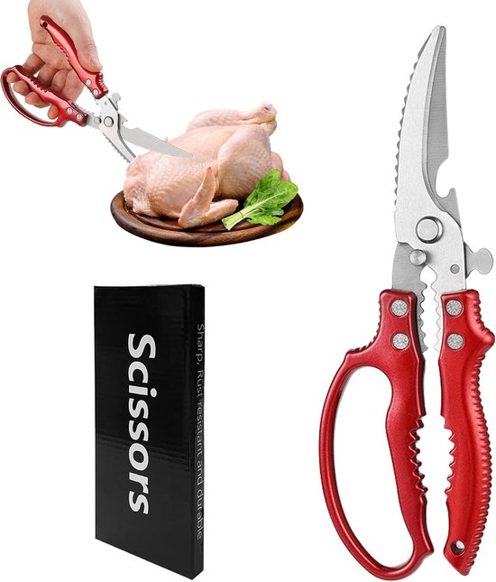CHANSHIN Heavy Duty keukenschaar - scherpe multifunctionele schaar voor kip, vis, vlees, groente, barbecue, bloem, noten