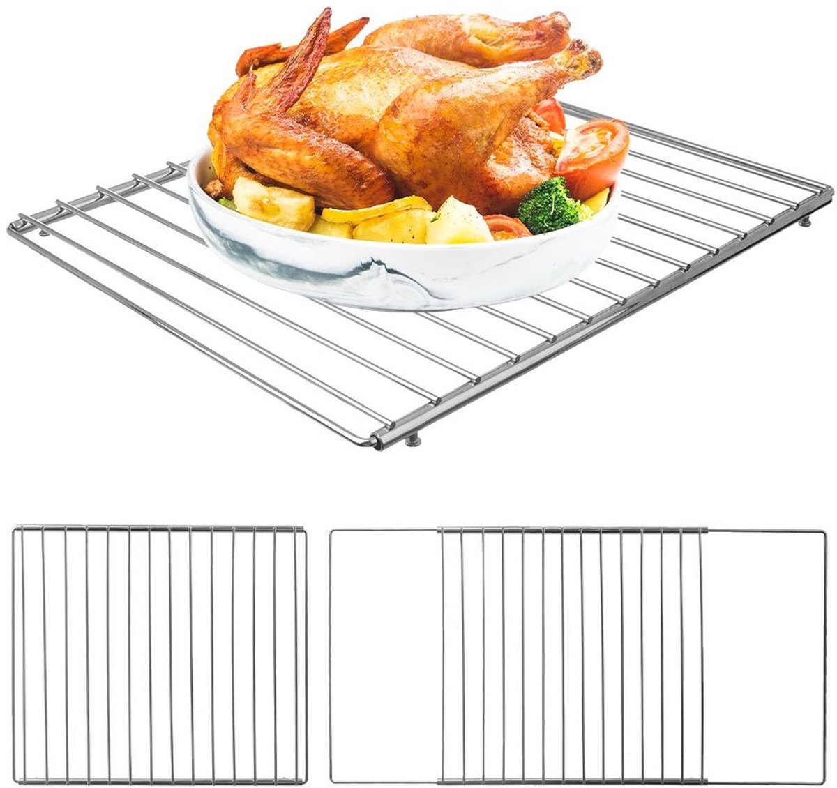 Orion - Ovenrooster - Verstelbaar - 35/60x32 cm - Chroomstaal