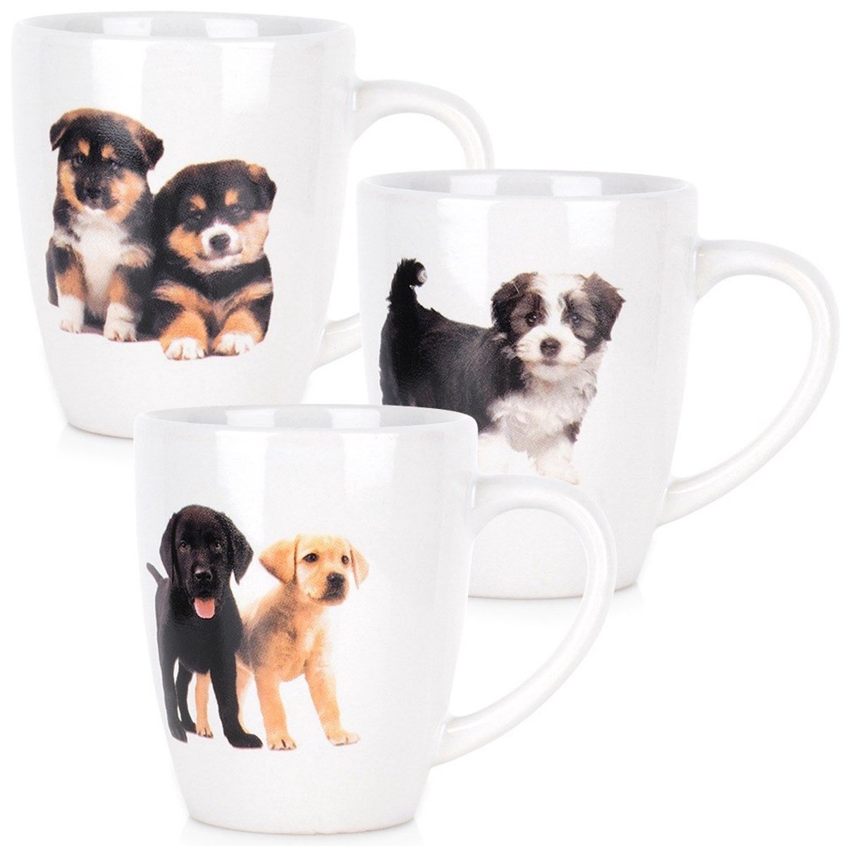 Excellent Warehouse - Mokken - met honden afbeelding - 3 stuks - 220ml