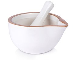 Vijzel en mortel aardewerk Ø12,7cm