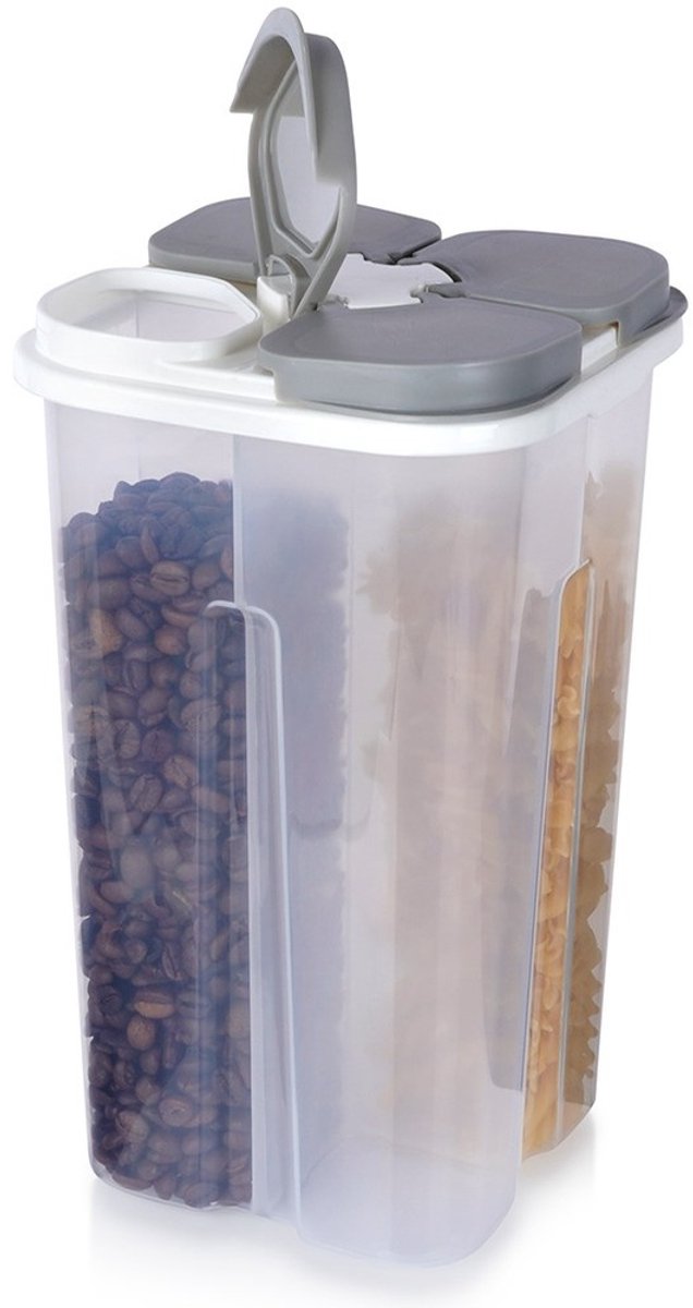 Excellent Houseware Keuken kruidenopslagpot - Transparant, 2450 mL, 4 vakken