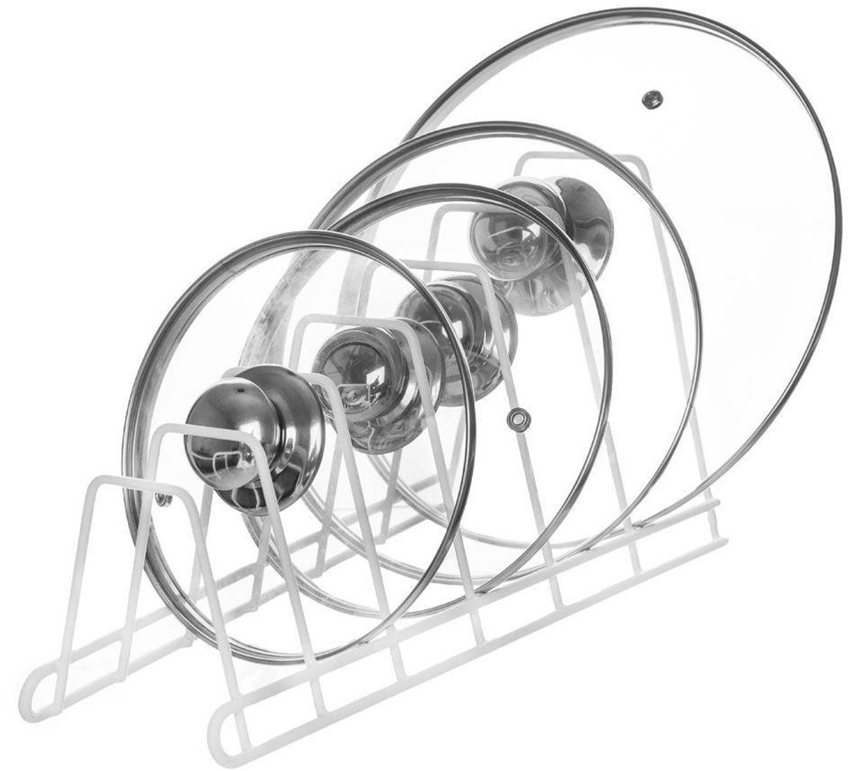 Deksels Organizer Deksels Ondersteuning Steelpannen Pan Deksels Opbergrek Houder 6 Deksels Keukenkast Steelpan Opbergrek Wit