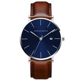 Montre Homme Hannah Martin Marron&Blauw | Assiette Blauw | Bracelet en cuir marron | Montres homme | Montres |