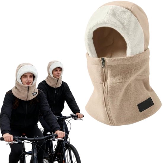1 artikel - Winter winddicht en warm gezichtsmasker - Winddicht en warme muts - Fleece beschermkap - Warme bivakmuts - Fietsmuts - Zacht en winddicht - Khaki - Unisex - Geschikt voor fietsen, wandelen, hardlopen, skiën