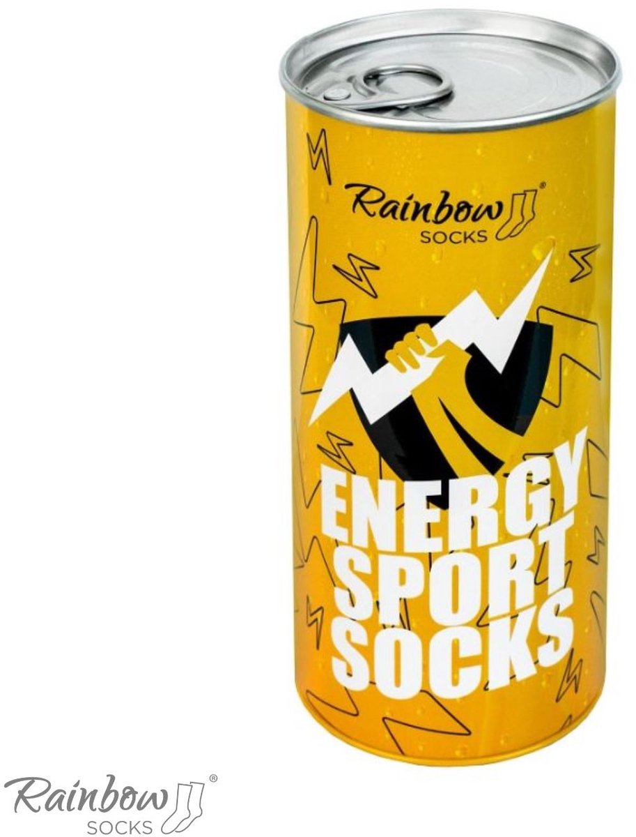 Rainbow Socks - Sportieve Sokken - Energie Drank - Geel en Zwart - Uniseks