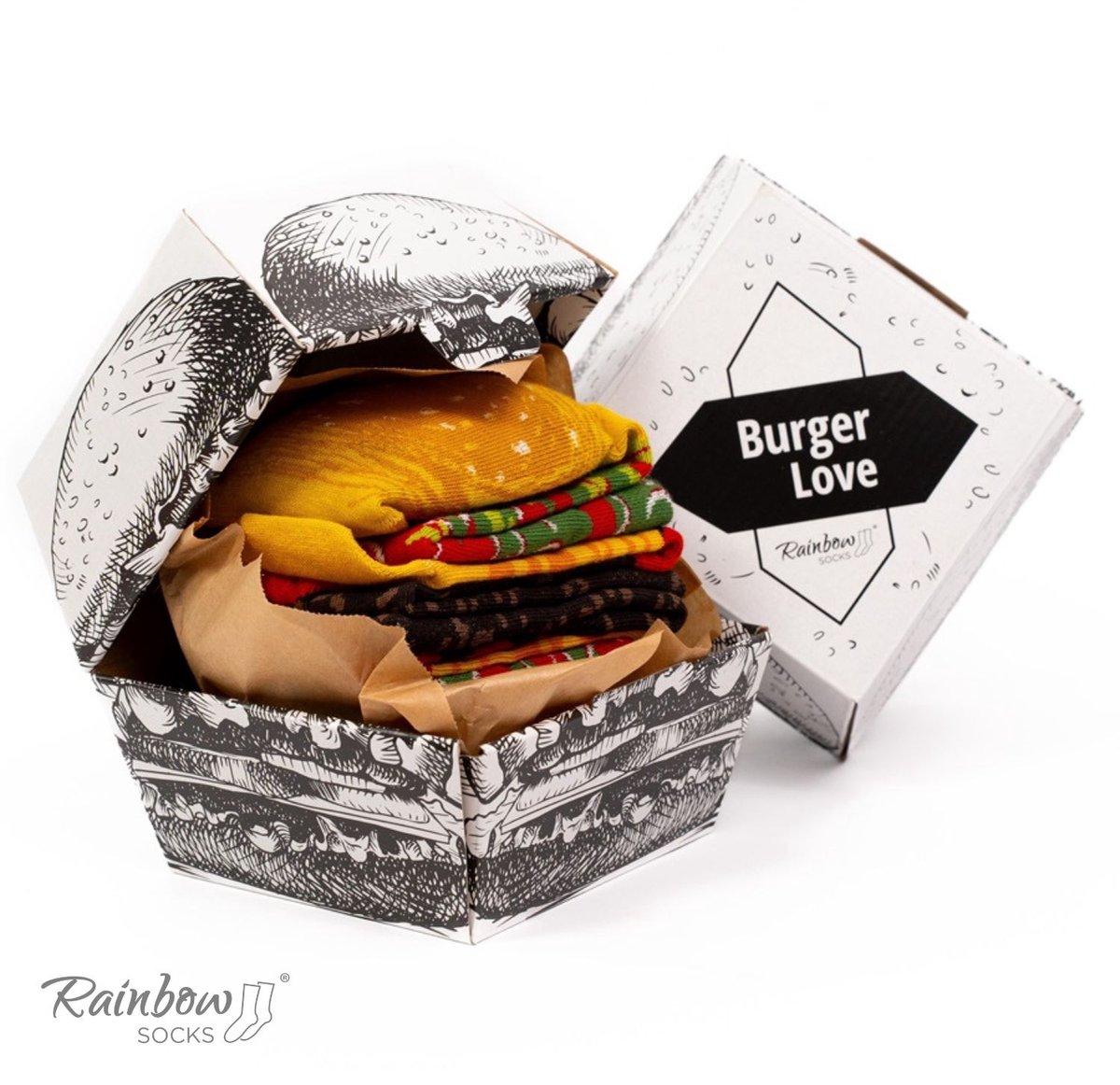 Rainbow Socks - Burger Sokken - 2 Paar - Uniseks - Kleurvol