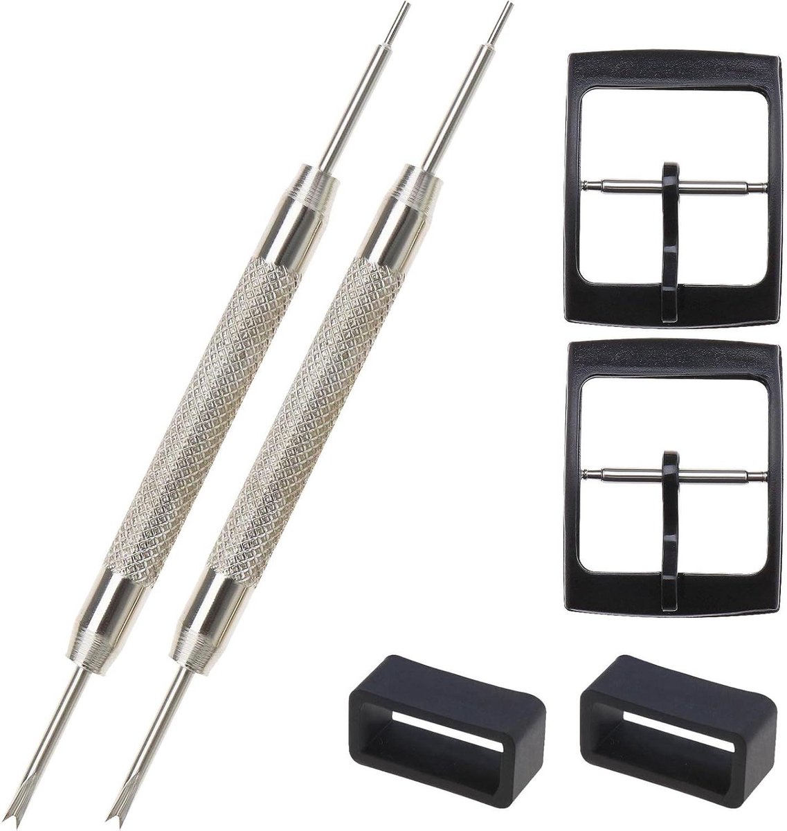 Allecta - Horlogeband Gesp en Loop Kit met Spring Bar Gereedschap | Stalen Horloge Band Vervangende Onderdelen | 16mm Interne Breedte