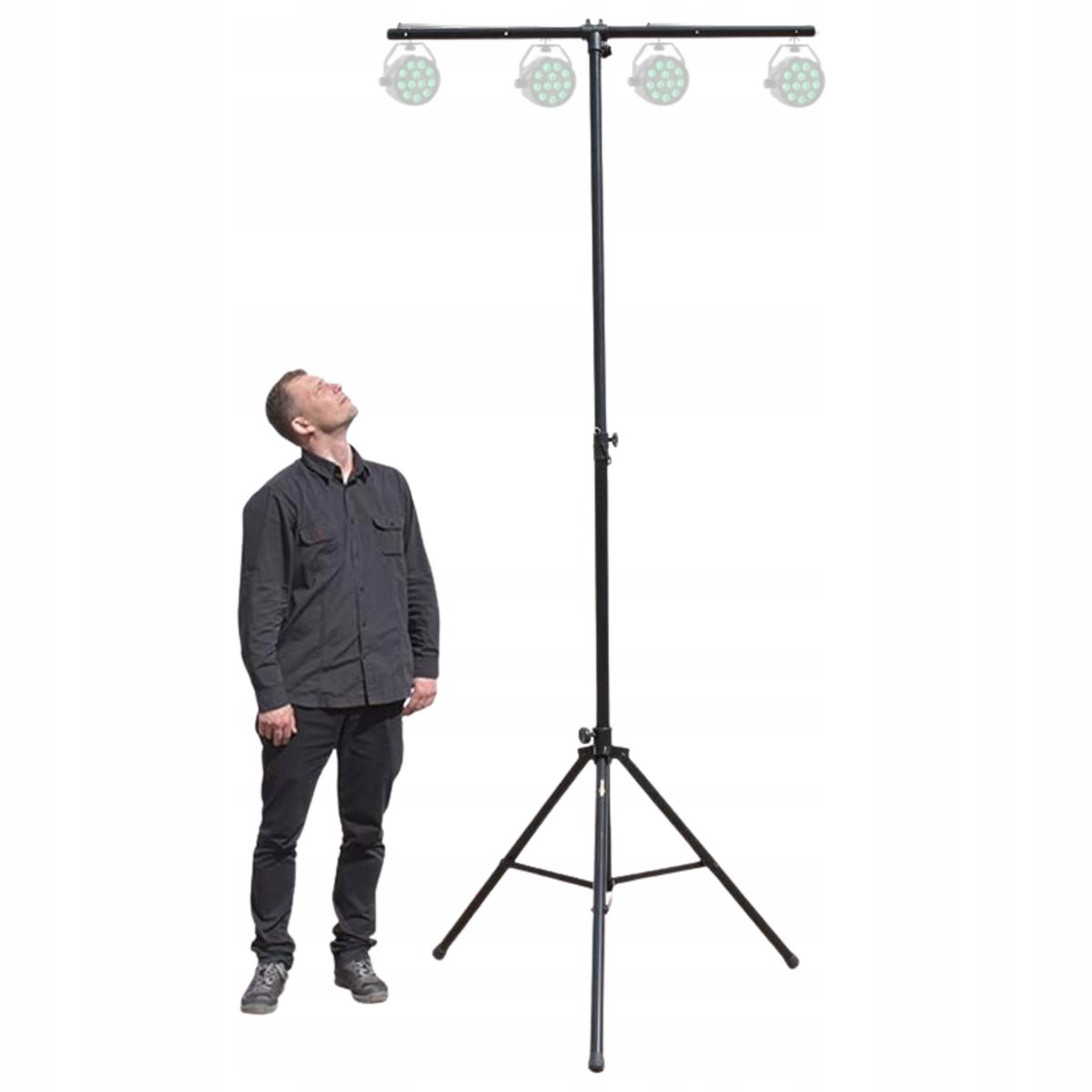 Stabiel T-lichtstatief 2.8m met 120cm dwarsbalk, 40kg LED DJ PAR