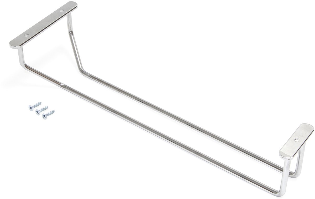 Emuca Glazen houder voor meubels, 340 mm, staal, verchroomd