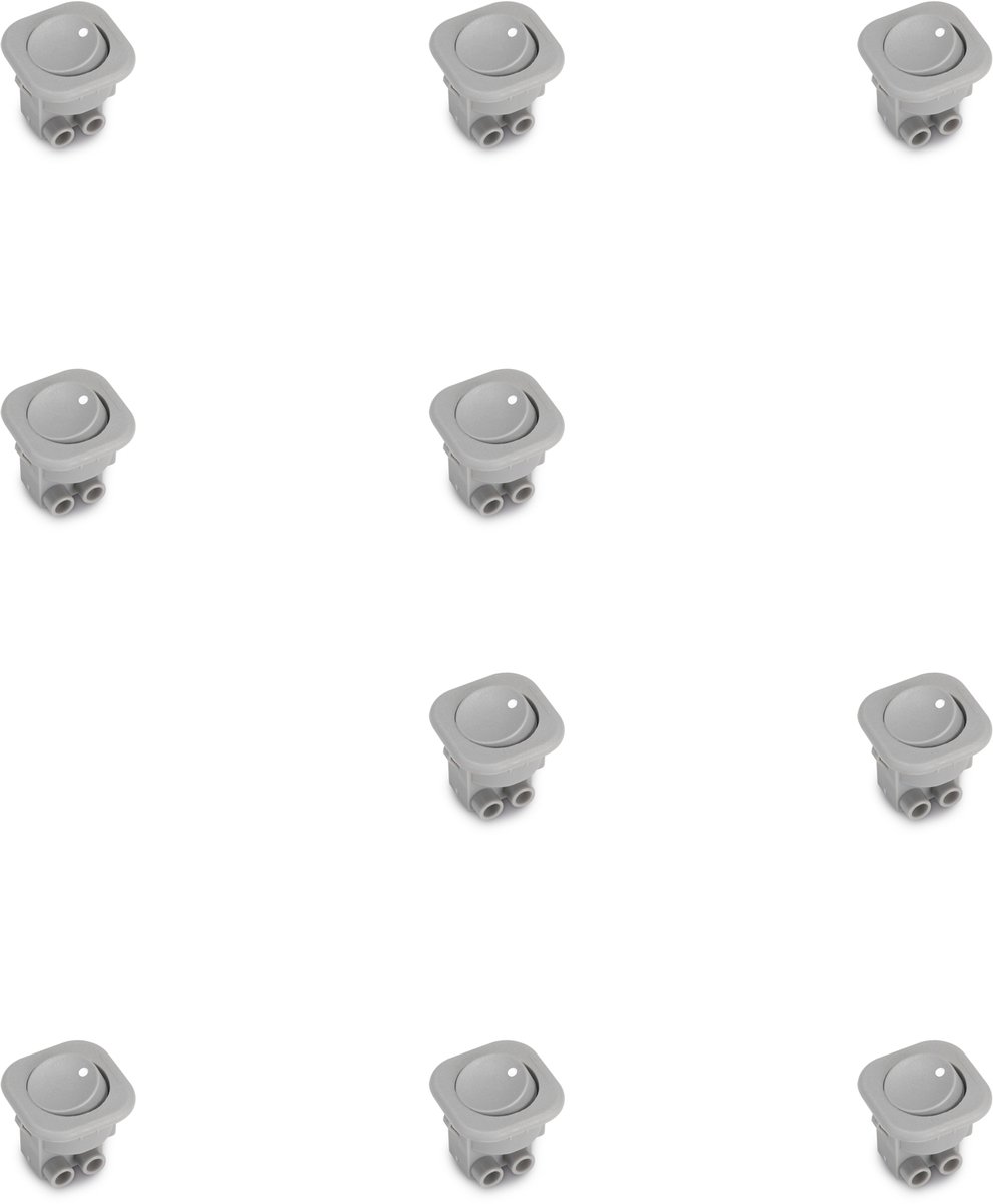 Emuca Set van 10 inbouwschakelaars D21x21, Plastic, Grijs