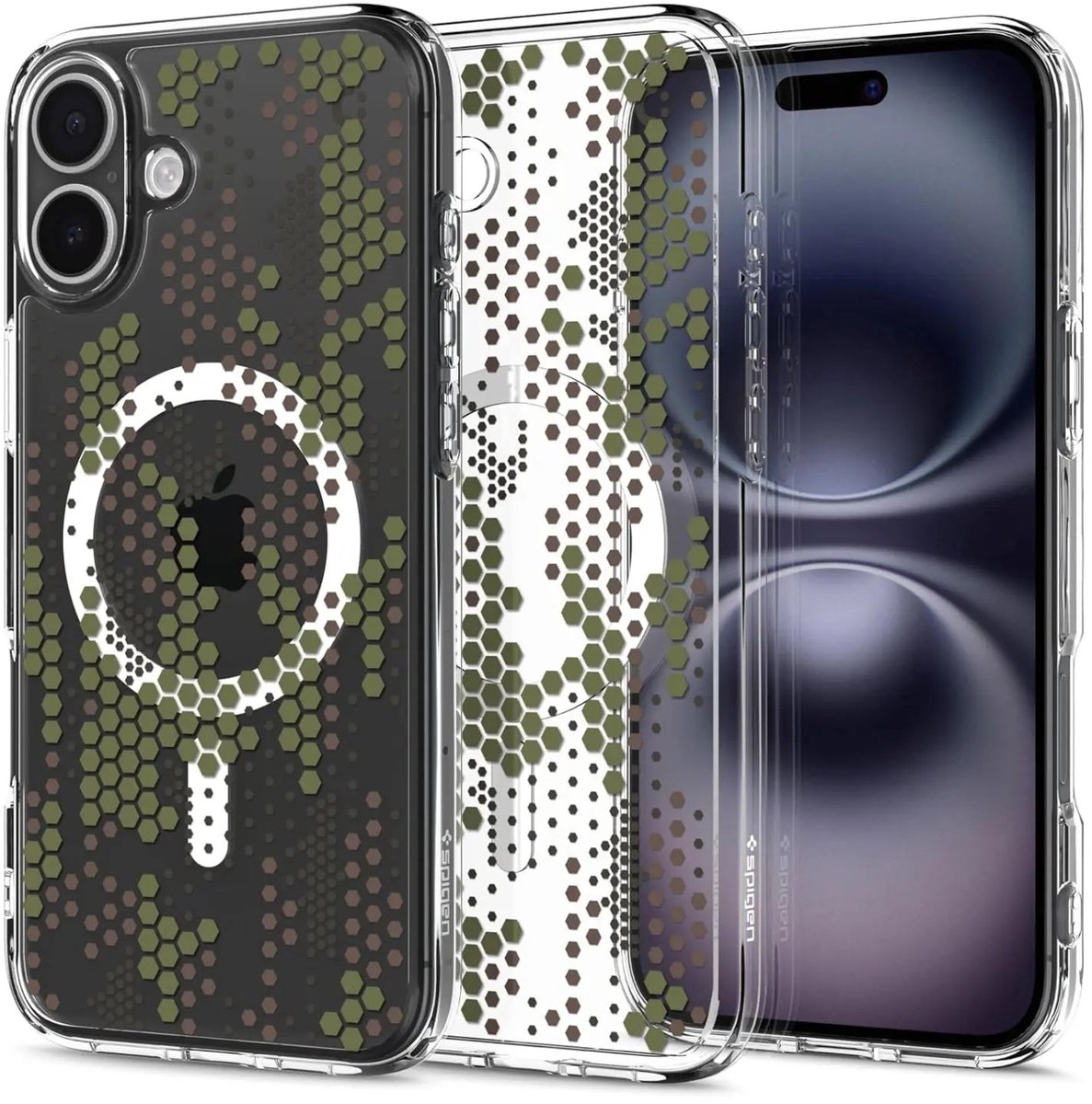 Spigen Ultra Hybrid (MagFit) mobiele telefoon behuizingen geschikt voor iPhone 16 Plus Hoes Groen, Transparant