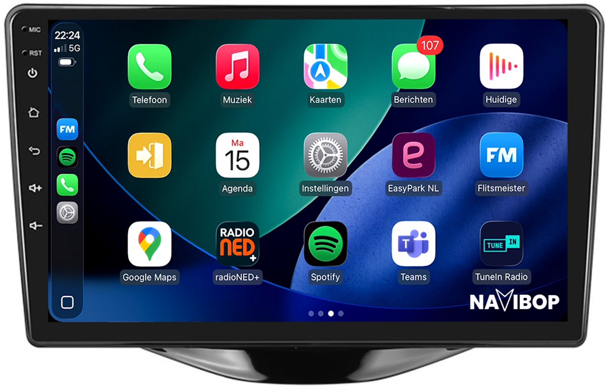 Geschikt voor Peugeot 108 (2014 t/m 2024) | 9 inch Android 15.0 CarPlay autoradio | Draadloos CarPlay & Android Auto | 2GB RAM + 32GB | Externe microfoon | Bluetooth & WiFi | NAVIBOP NB-1471 | Bouwjaar 2014 t/m 2024
