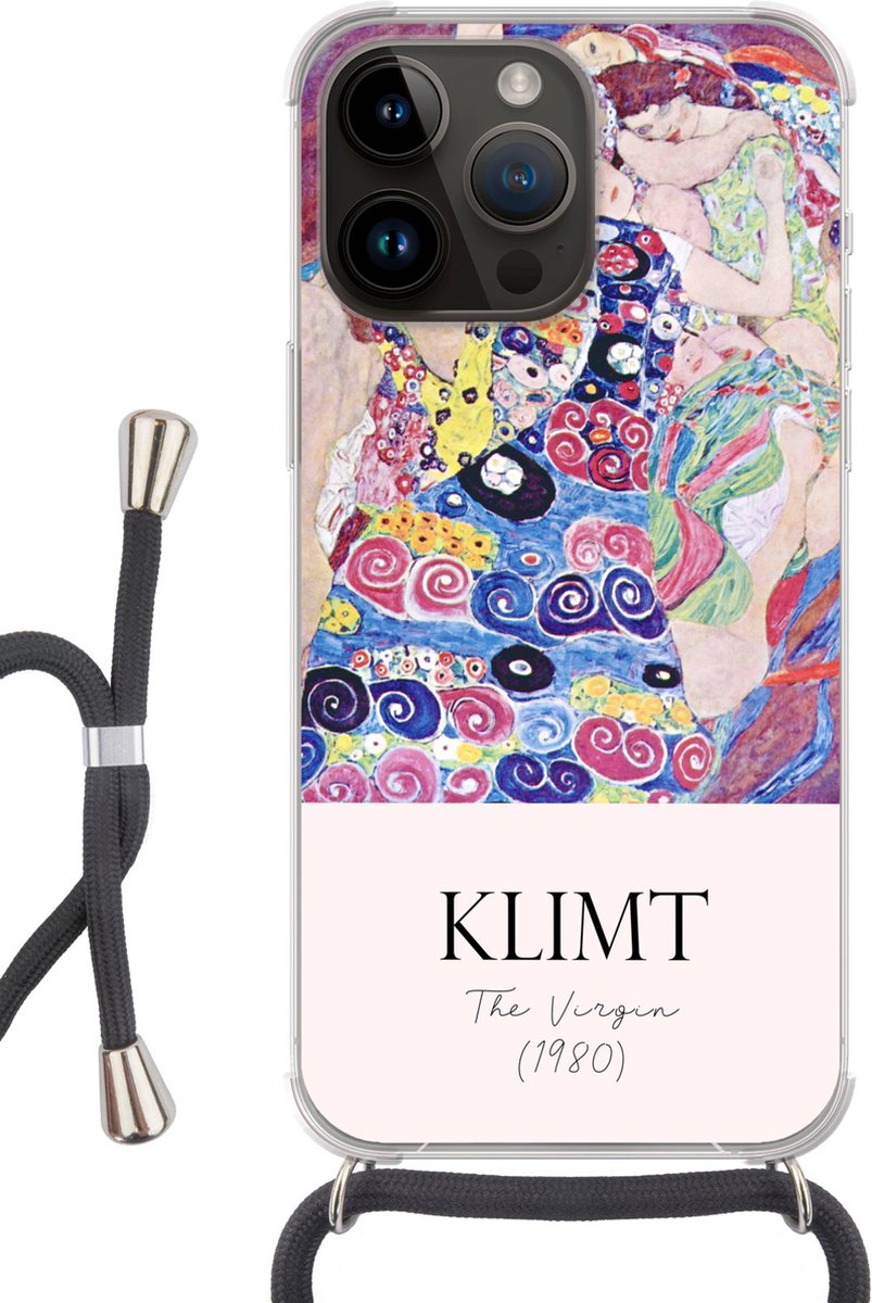 Telefoonhoesje Geschikt voor Apple Iphone 14 Pro - Schilderij - Art nouveau - Gustav Klimt - Siliconen - Crossbody - Backcover met Koord - Telefoonhoesje met koord - Hoesje met touw Telefoonhoesje