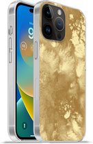 Geschikt voorApple Iphone 14 Pro Max hoesje - Goud - Verf - Abstract - Siliconen Telefoonhoesje