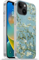 Geschikt voorApple Iphone 14 - Softcase hoesje - Amandelbloesem - Van Gogh - Kunst - Siliconen Telefoonhoesje
