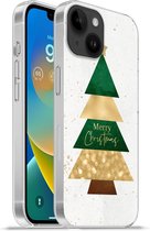 Geschikt voorApple Iphone 14 - Softcase hoesje - Kerstboom - Merry Christmas - Spreuken - Quotes - Kerst - Siliconen Telefoonhoesje