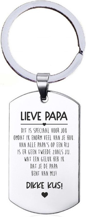 Sleutelhanger RVS - Lieve Papa - Vaderdag Cadeau