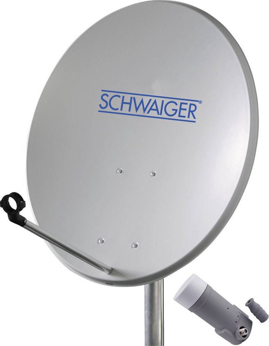 Schwaiger satellietinstallatie voor 1 satelliet - satellietschotel 60 cm, lichtgrijs, LNB - 1 aansluiting - Schwaiger